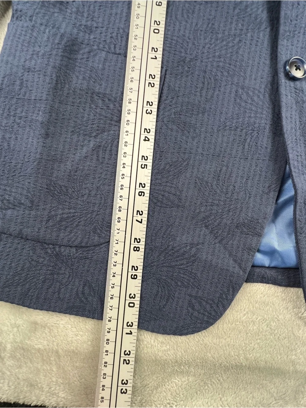 Alan Flusser Seersucker Blazer Mens L Navy Blue Floral Striped Cotton Sport Coat